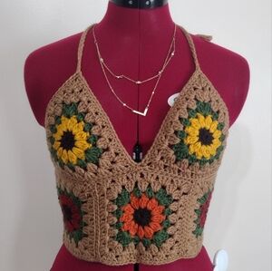 Handmade crochet halter top.